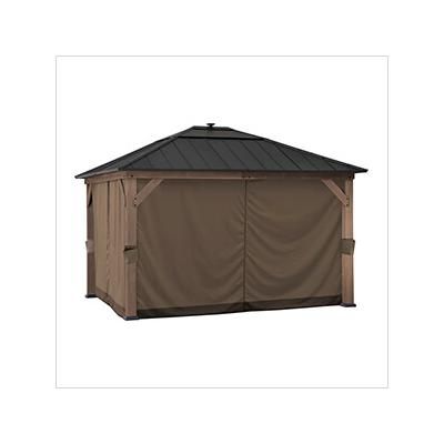 Sunjoy Group Replacement Privacy Curtains for 11 x 13 Wood Frame Gazebo (Brown)