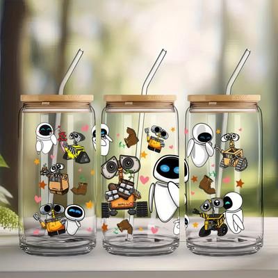 TEMU 1pc 16oz Insulated Glass Cup With Straw And Lid, Reusable Milk/juice/water/coffee , Perfect Valentine's Day/birthday Gift