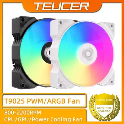 TEUCER T9025 90mm RGB ARGB CPU Cooling Fan, PWM Speed Regulation 800-2200RPM, ITX Chassis Cooling Solution