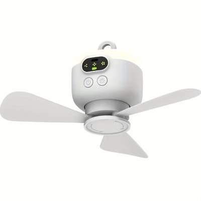 TEMU Portable Usb Charging With Led Light, White - For Indoor/outdoor Use, Summer Camping And Home Cooling, Summer Camping Gear | Remote Control Fan | Lightweight Plastic, Portable Fan