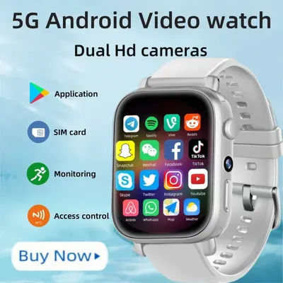 New 4G I1 Android Video Call Smart Watch SIM Card 1.99 ''410 * 502 HD Screen, GPS WIFI Dual Camera,Children Students