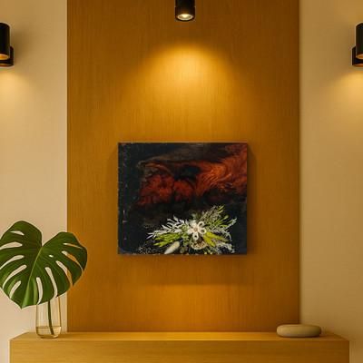 'Thai-Made Nature-Themed Longan Wood and Wildflower Wall Art'