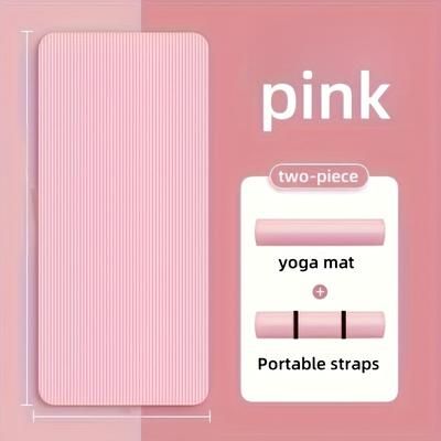 TEMU Extra Thick Nbr Non-slip Yoga Mat For - Shock Absorbing, Comfortable Fitness Mat For Yoga, Pilates & Floor Workouts - Durable, Sound With Storage Straps Included