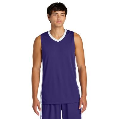 Sport-Tek ST900 Athletic Rival Basketball Rev Jersey T-Shirt in Purple/White size 4XL | Polyester