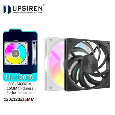 UPSIREN UL-12015 12CM thin chassis cooling fans 15MM thickness 12V 4PIN PWM/5V 3PIN ARGB 800-2400RPM performance fan Black/White