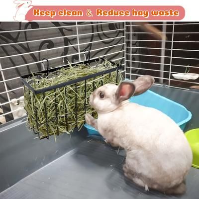 TEMU 1pc Durable Aluminum Alloy Rabbit Hay Feeder Rack - Uncharged Small Animal Cage Accessory For Guinea Pigs, - Large Heavy-duty Hay Holder Feeders, Without Battery