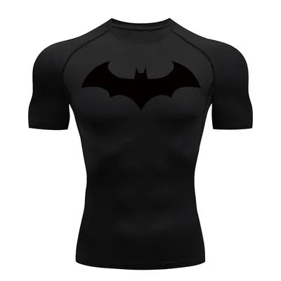 Summer Bat Graphic Compression Tees Shirts for Men Short Sleeve Rash Guard Gym Workout Running