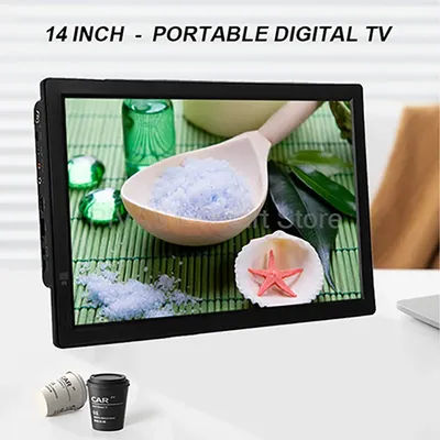 14 Inch Portable Digital TV Monitor Mini Car Television Player Movable LED for Domestic Outdoor Lightweight Slim Small Battery