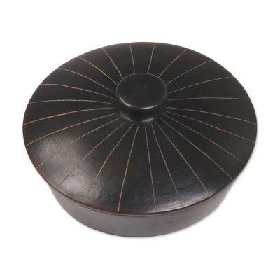 Lombok Night,'Handmade Black Terracotta Ceramic Lidded Appetizer Platter'