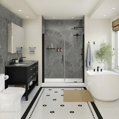 Randolph Morris Mason Hill Glue-Up Alcove Shower Wall Tiles Kit RM107554-119-296-SWALL