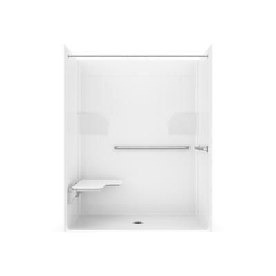 LaurelMountain Whitwell 62 x 33 AcrylX Alcove Center Drain One-Piece Shower in White LM6233BFL064