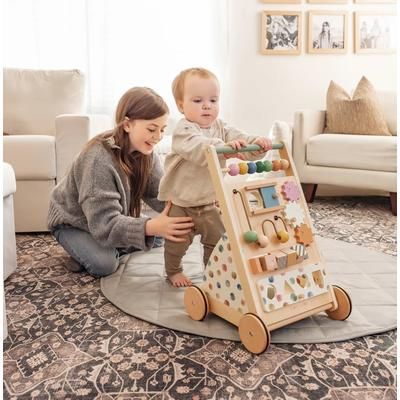Tiny Land Versatile Natural Wooden Baby Walker