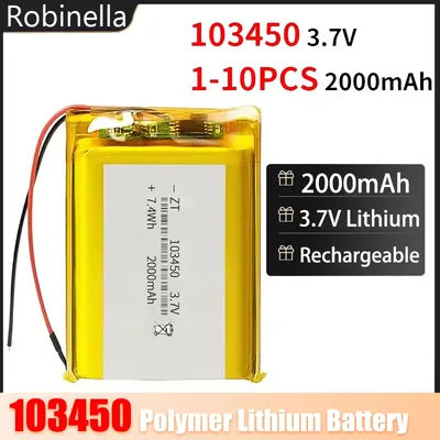 103450 2000mAh Polymer Lithium Battery 3.7V Li-polymer Batteries for Power Bank DIY GPS Camera Navigator Beauty Instrument Fan