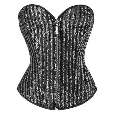 Rococò Completo Mascherata Corsetto Overbust Cosplay Paillettes Controllo della Pancia Push-Up Costume Per donna Reale Mascherata Feste Carnevale di Venezia Adulti Corsetto