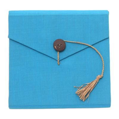 Blue Voyage,'Handcrafted Blue Natural Fiber Notebook from Bali'