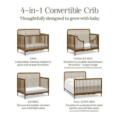 Namesake Liberty 4-in-1 Convertible Spindle Crib - Natural Walnut