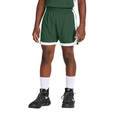 Sport-Tek YST901 Youth Rival Basketball 5' Short in Forest Green/White size Small | Polyester
