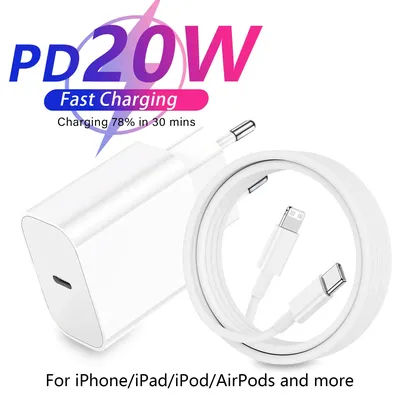 PD 20W Fast Charger For iPhone 14 13 12 11 Pro Max Mini 7 8 6 Plus XR Type C Cable Fast Charging Cord Phone charger Accessories