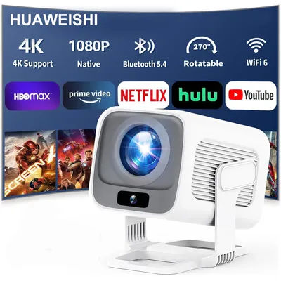 HUAWEISHI 4K Projector Android Native Portable 1080P Auto Focus 600ANSI Video home Cinema Outdoor hd led Projetor