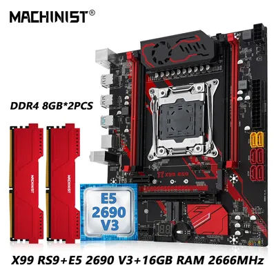 MACHINIST X99 RS9 Motherboard Intel Xeon E5 2690 V3 LGA 2011-3 CPU And DDR4 16GB RAM Optional Kit four channels Memory USB3.0