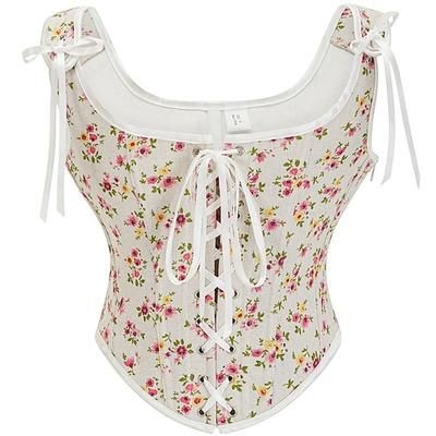 Retrò Vintage Medievale Rinascimento Corsetto Gilet Bustino Allacciato Floreale Jacquard Costume Per donna Celtico Fantasia Reale Halloween Carnevale Feste Casual Quotidiano LARP Adulti Corsetto