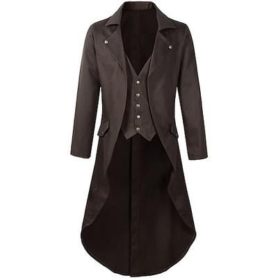 Retrò Vintage Punk Gotico Medievale Cappotto Smoking Frac Vampiro Cavaliere Costume Per uomo Stile Steampunk Halloween Performance Festa / Sera LARP Adulti Cappotto