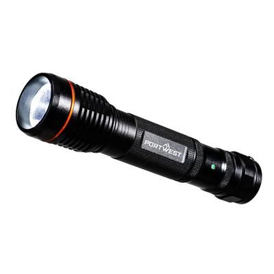Portwest USB Rechargeable Flashlight, Black, Size , Each (PA75BKR)