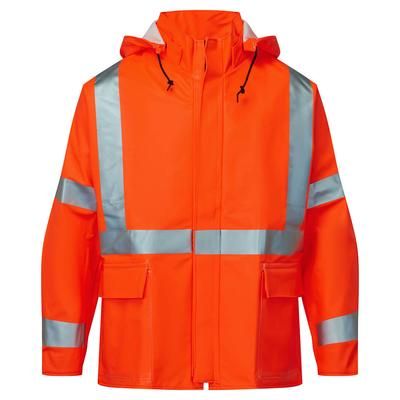 Portwest FLEXARC 10oz Polyurethane FR Cotton Rain Jacket , Orange, Size XXXL, Each (I7215SJORRXXXL)