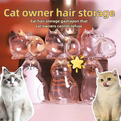 Clear Pet Hair Keepsake Box Cat Fur Memorial Capsule DIY Craft Gift for Cat Lovers Home Decor Handmade Display