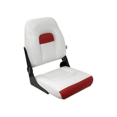 Wise DLX Pontoon Fold Down Seat Brite White/Crimson Red Medium DLX1461-1906