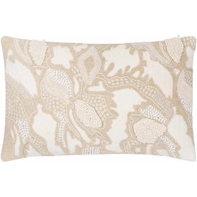 Baculongan 14"L x 22"W Coastal Pillow plush Cotton Beige/Cream/Ivory/Off White Lumbar Pillow - Boutique Rugs