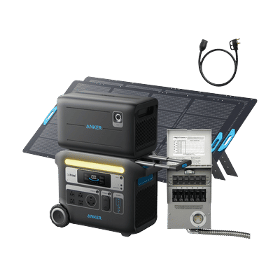 Anker SOLIX F2000 + Expansion Battery + 2× 400W Solar Panel + 6-Circuit Manual Transfer Switch