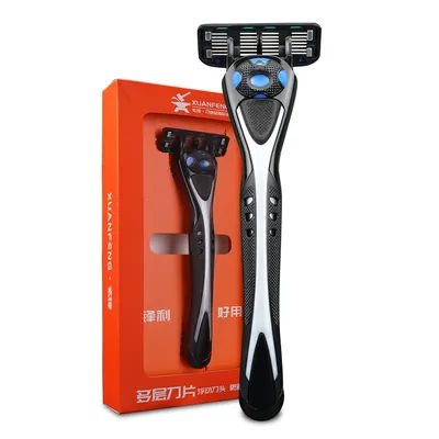 XUANFENG 6-layer rotating shaver, German 6CR steel manual shaver, men's 3D shaver blade