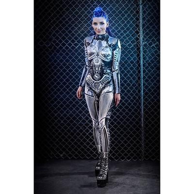 Tuta Intera Costume Cosplay Body Catsuit a Corpo Intero Teschio scheletro Robot steampunk Un Pezzo Costume Spaventoso Bambini Adulti Per donna Mascherata martedì grasso Feste Halloween Vestirsi