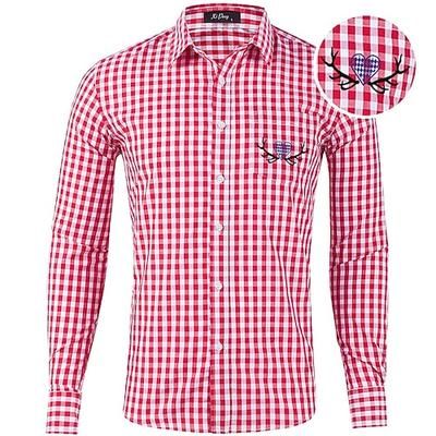 Oktoberfest Camicia in pelle di daino Quadri Cuore di diamante bavarese Bavarese Tedesco Prati Per uomo Carnevale Festa della birra Panno in stile tradizionale