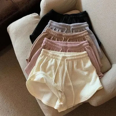 Shorts gaufrés pour femmes, style sport, nouvelle collection été, coupe ample taille haute, jambe large, vêtements pour femmes