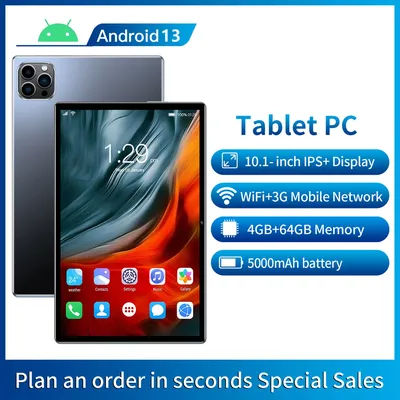 New 10.1 Inch Android 13 Tablet Pc Google Play Octa Core Dual Cameras Dual SIM 3G Phone Call Wifi Tablets 4GB RAM 64GB ROM