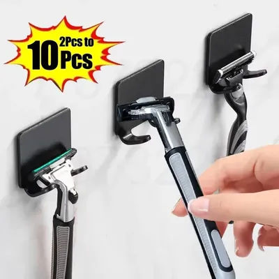 Bathroom Razor Holder Storage Hook Wall Men Shaving Shaver Shelf Punch Free Razor Rack Accessories Organization