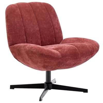 Poltrona girevole in tessuto terracotta e metallo