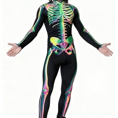 teschio scheletro tuta Halloween costumi di gruppo coppie tuta intera costume spaventoso uomo donna ragazzo bambino adulto performance festa club Halloween carnevale giorno dei morti facile