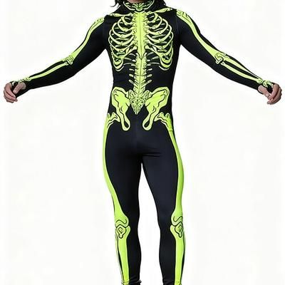 teschio scheletro tuta Halloween costumi di gruppo coppie tuta intera costume spaventoso uomo donna ragazzo bambino adulto performance festa club Halloween carnevale giorno dei morti facile