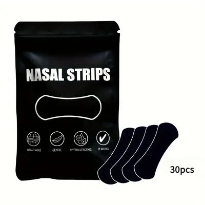 30pcs Black Anti-Snoring Nose Strips, Right Way Stop Snoring Sleeping Aid Device Easier Breath Improve Sleep