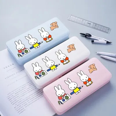 Cute Miffy Rabbit Stationery Box Anime Cartoon Large Capacity Multiple Styles Kawaii Simple Student Stationery Storage Box Gift