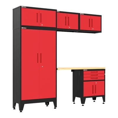 Armadillo Tough Red 6-Piece Garage Cabinet Set with Levelers