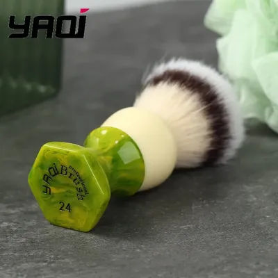 YAQI Ever-Hopeful Wet Shaving Brush for Men, Silver Cat's Whisker, Synthetic Hair Grooming Tool, Facial Hair Care
