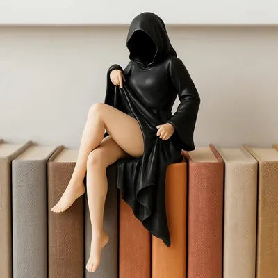 Funny Desktop Decoration Resin Black Clothes Woman Action Figure Model Office Bookshelf Mysterious Statue Halloween Decoration