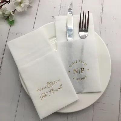 100pcs Personalized Napkins Custom Printed Paper Napkins Cocktail Beverage Luncheon Dinner and Guest Towel Sizes Available! Lots