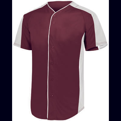 Augusta Sportswear 1655 Athletic Full-Button Baseball Jersey T-Shirt in Maroon/White size 2XL | Polyester