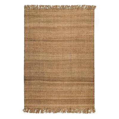 Tappeto in juta naturale fatto a mano motivo chevron frange 160x230