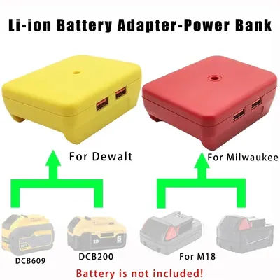 Connector Adapter Dual USB Power Bank Mobile Phone Charger For DeWalt For Milwaukee 18V 20V Lithium Battery For M18 48-11-1890